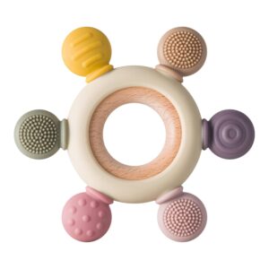 Silicone Teething Toy with Wooden Ring