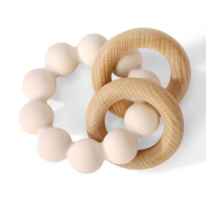 Teething Toys - BPA-Free Silicone & Beech Wood