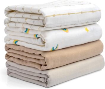 Organic Cotton Swaddle Blankets 4 Pack
