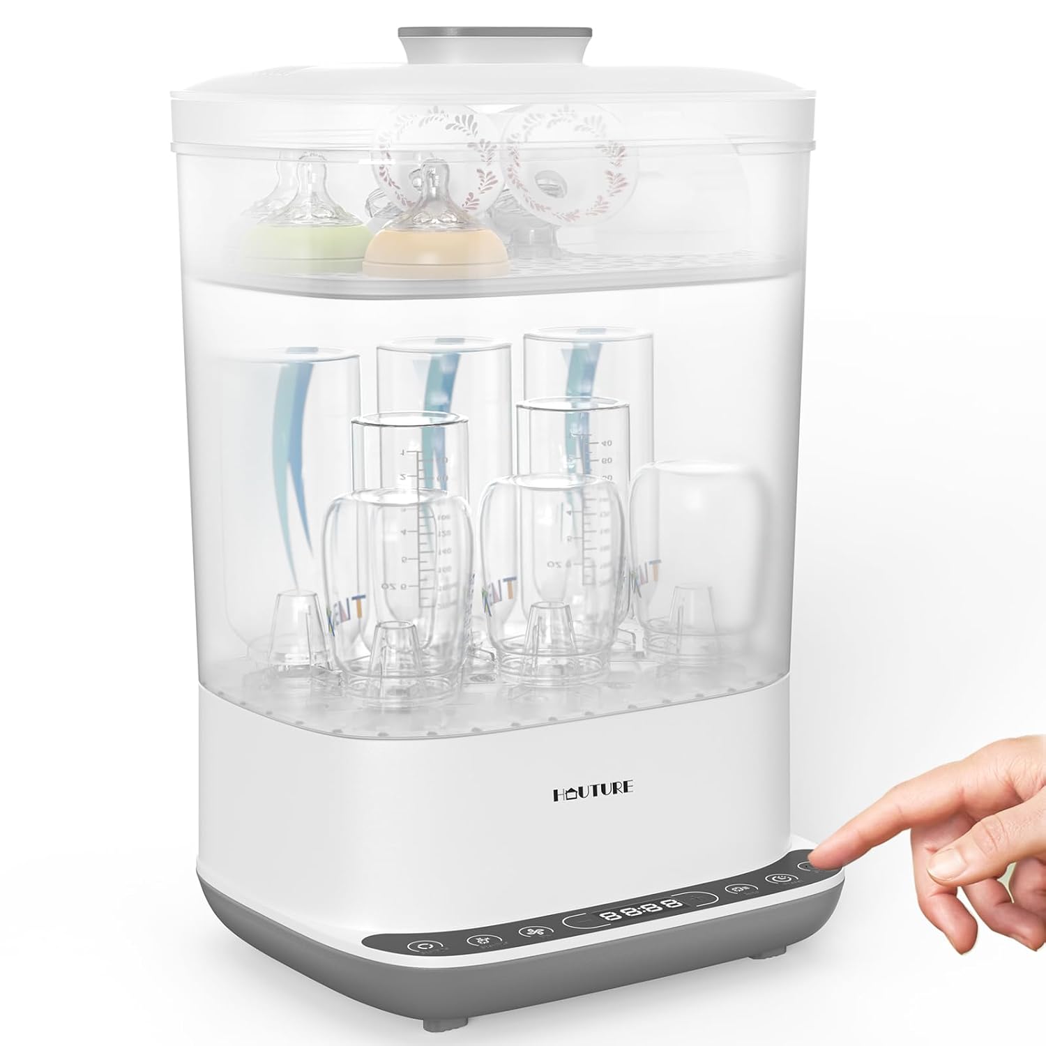 HAUTURE 6-in-1 Baby Bottle Sterilizer and Dryer, 10-Bottle Capacity